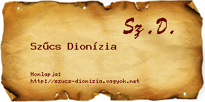 Szűcs Dionízia névjegykártya